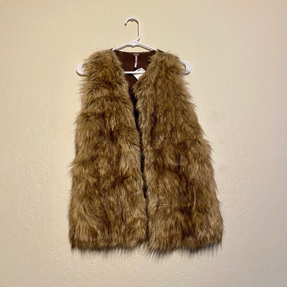 Poof! Jackets & Blazers - Faux fur vest with knitted back
